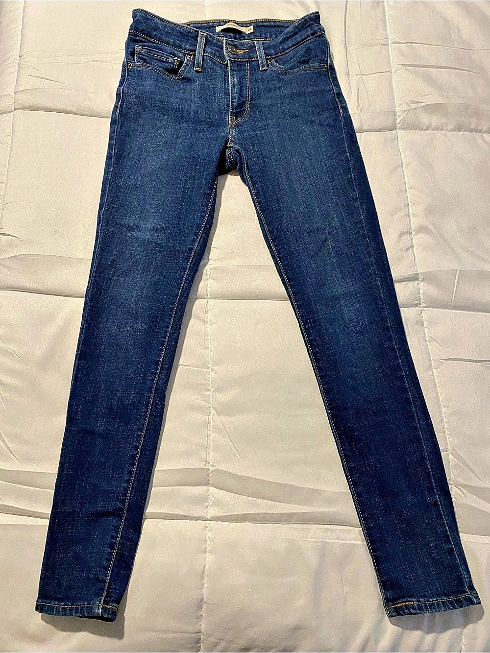 Levis 711 Skinny Jeans Womens Size 24 Low Rise Dark Wash Denim Pants